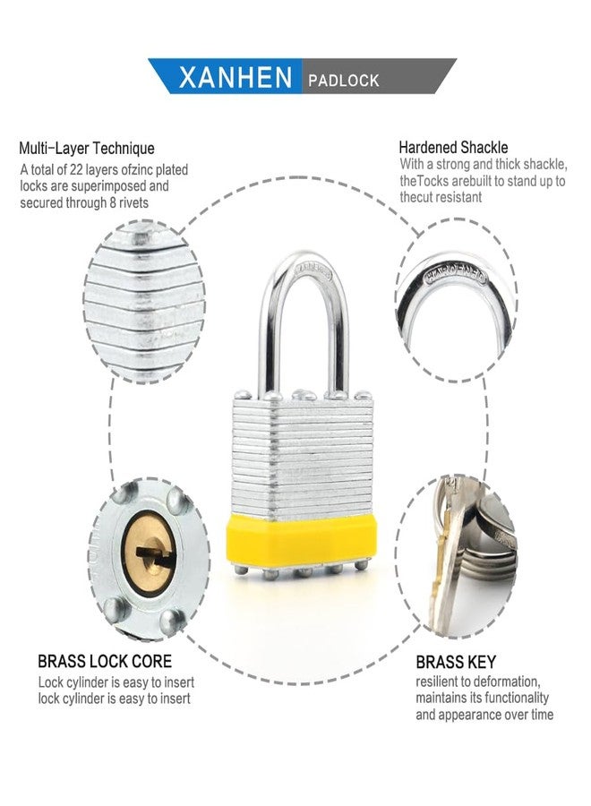 XanHen أقفال XanHen Locks المصنوعة من الفولاذ المصفح، أقفال متشابهة المفاتيح، مجموعة من 6 أقفال عادية، لمزلاج القفل، والسقائف، والأسوار، وخزانة التخزين، والمدرسة، وصالة الألعاب الرياضية... - Image 3