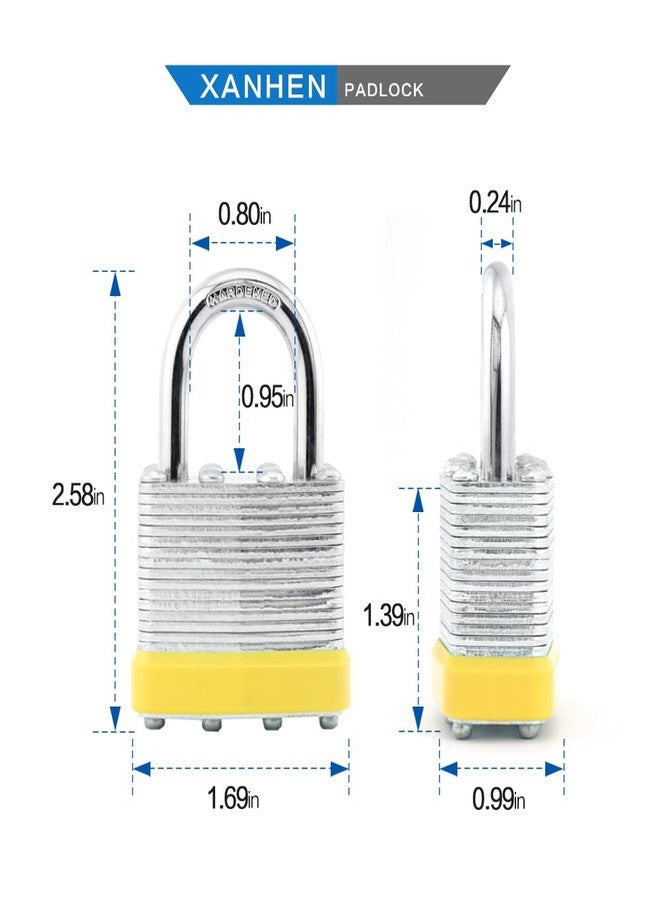 XanHen أقفال XanHen Locks المصنوعة من الفولاذ المصفح، أقفال متشابهة المفاتيح، مجموعة من 6 أقفال عادية، لمزلاج القفل، والسقائف، والأسوار، وخزانة التخزين، والمدرسة، وصالة الألعاب الرياضية... - Image 2