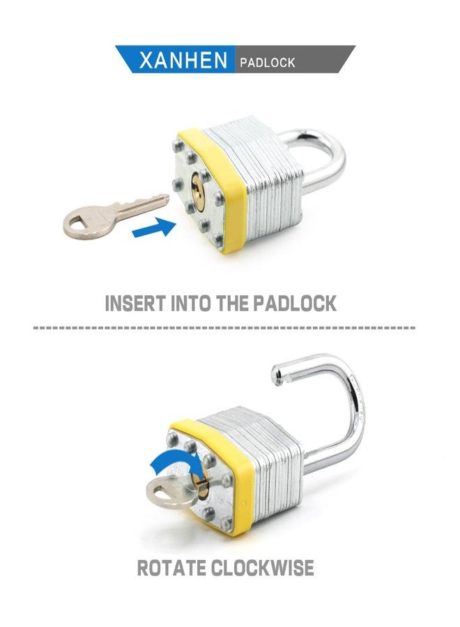 XanHen أقفال XanHen Locks المصنوعة من الفولاذ المصفح، أقفال متشابهة المفاتيح، مجموعة من 6 أقفال عادية، لمزلاج القفل، والسقائف، والأسوار، وخزانة التخزين، والمدرسة، وصالة الألعاب الرياضية... - Image 4