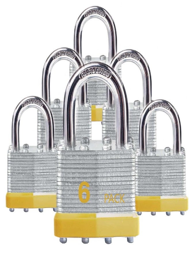 XanHen أقفال XanHen Locks المصنوعة من الفولاذ المصفح، أقفال متشابهة المفاتيح، مجموعة من 6 أقفال عادية، لمزلاج القفل، والسقائف، والأسوار، وخزانة التخزين، والمدرسة، وصالة الألعاب الرياضية... - Image 1