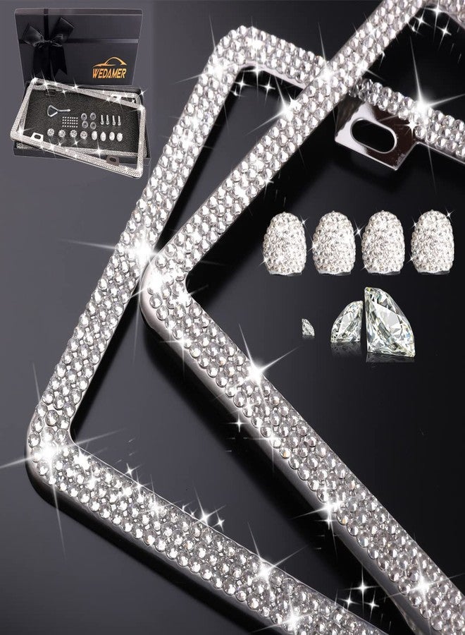 WEDAMER License Plate Frame for Women (2Pcs-Giftbox) Bling License Plate Frame Sparkly Diamond License Plate Frame Bling Rhinestone License Plate Frame Bedazzled Plate Frame Valentines Day Gifts Women - Image 3