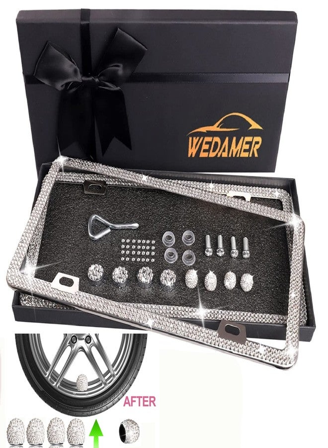 WEDAMER License Plate Frame for Women (2Pcs-Giftbox) Bling License Plate Frame Sparkly Diamond License Plate Frame Bling Rhinestone License Plate Frame Bedazzled Plate Frame Valentines Day Gifts Women - Image 2