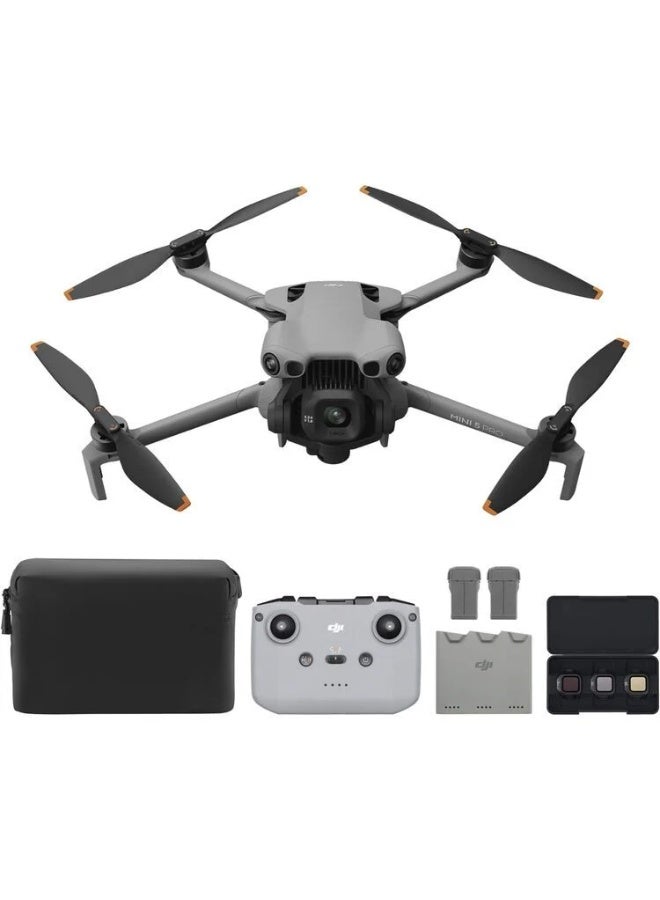dji Mini 5 Pro Fly More Combo with RC-N3, 1-Inch CMOS, UAE Version with official warranty support, 4K Drone for Beginners with Omnidirectional Obstacle Sensing, ActiveTrack 360°, 225° Gimbal Rotation, 3 Batteries- MOIAT Certified - Image 1