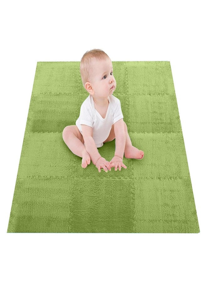 BTSEURY Foam Floor Mat, Puzzle Floor Mat, 10pcs Plush Foam Mat, Tiles Cuttable Anti Slip Interlocking Carpet Tiles (Fluorescent Green) - Image 4