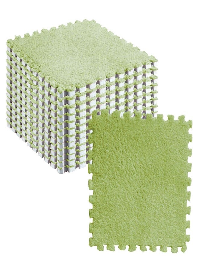 BTSEURY Foam Floor Mat, Puzzle Floor Mat, 10pcs Plush Foam Mat, Tiles Cuttable Anti Slip Interlocking Carpet Tiles (Fluorescent Green) - Image 1
