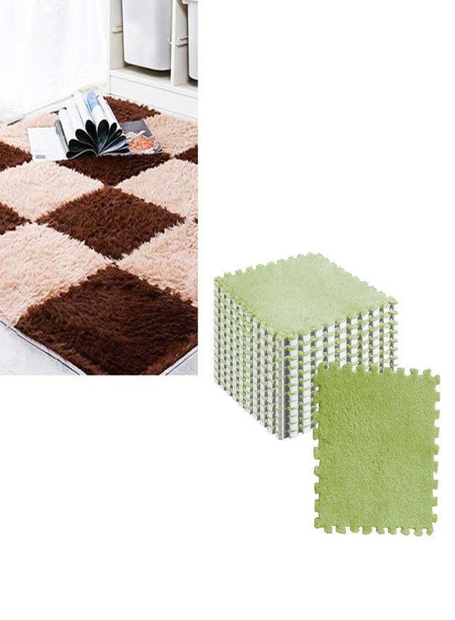 BTSEURY Foam Floor Mat, Puzzle Floor Mat, 10pcs Plush Foam Mat, Tiles Cuttable Anti Slip Interlocking Carpet Tiles (Fluorescent Green) - Image 3