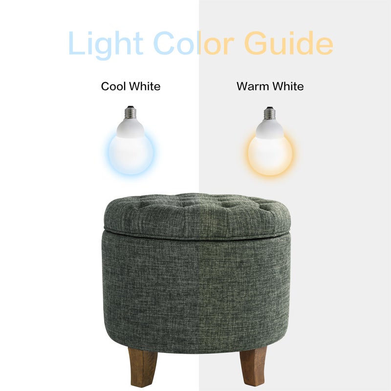 Homepop Home Decor | Upholstered Round Tufted Foot Rest Ottoman | Ottoman with Storage for Living Room & Bedroom | Decorative Home Furniture, Green Clover Fabric - Image 3