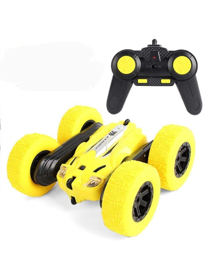 SHOWAY Electric Race Stunt Car 2.4GHz Remote Control Car with LED Lights Double Sided 360° Rolling Rotating Rotation RC High Speed Off Road Trucks for 3-12 Year Old Boy and Girls Toys.(Yellow)  - Image 1