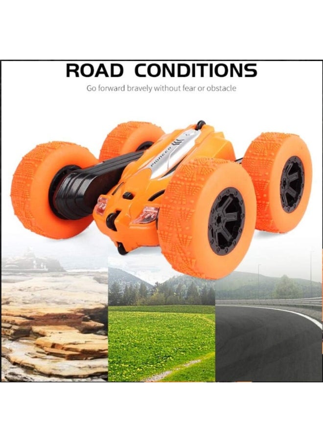 SHOWAY Electric Race Stunt Car 2.4GHz Remote Control Car with LED Lights Double Sided 360° Rolling Rotating Rotation RC High Speed Off Road Trucks for 3-12 Year Old Boy and Girls Toys.(Yellow)  - Image 2