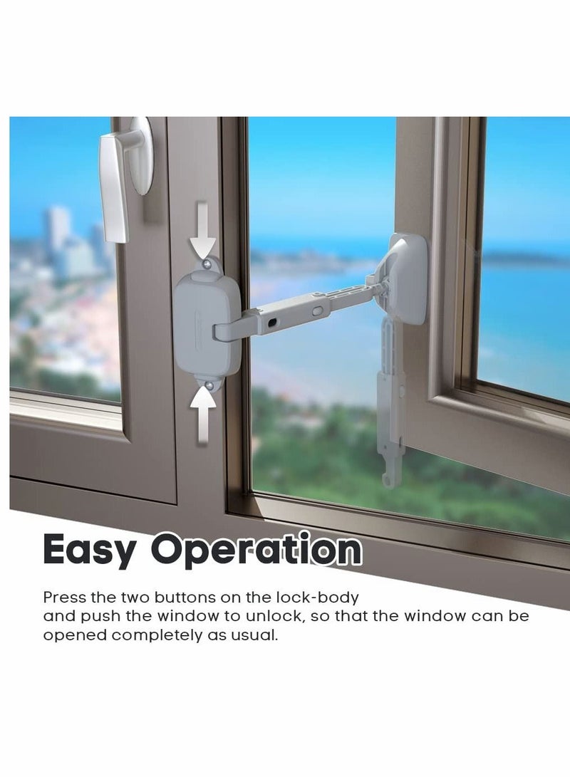 Y&D 1 Pack Childproof Window Restrictor for Aluminum, Wooden, Metal Frames, Baby Safety Lock, Locks Toddlers & Pets, Easy to Install (Grey) - Image 2