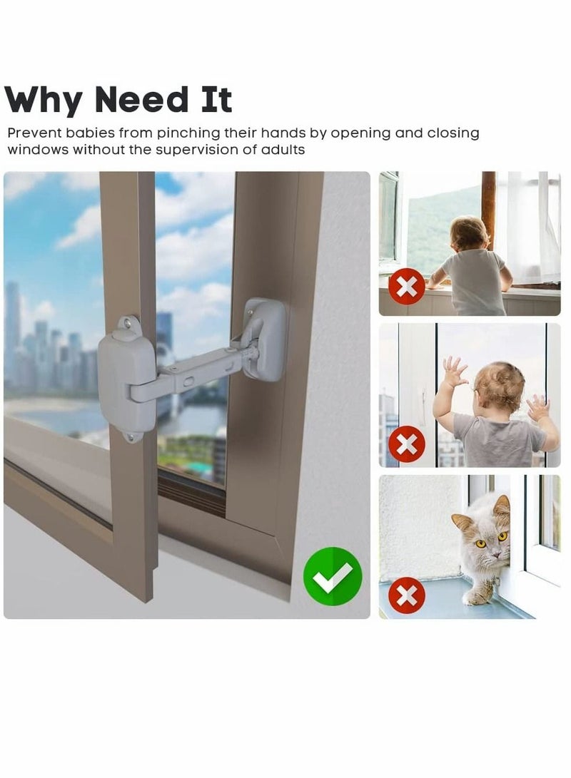 Y&D 1 Pack Childproof Window Restrictor for Aluminum, Wooden, Metal Frames, Baby Safety Lock, Locks Toddlers & Pets, Easy to Install (Grey) - Image 5