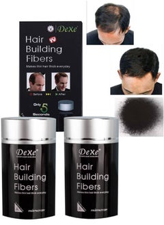 Dexe 2pcs Hair Building Fibers Instantly Conceal Hair Loss Natural Thickening Fibers Fast and Quick Hair Fiber Powder Hair Shadow Powder Hair Root Concealer Black 01  - Image 1