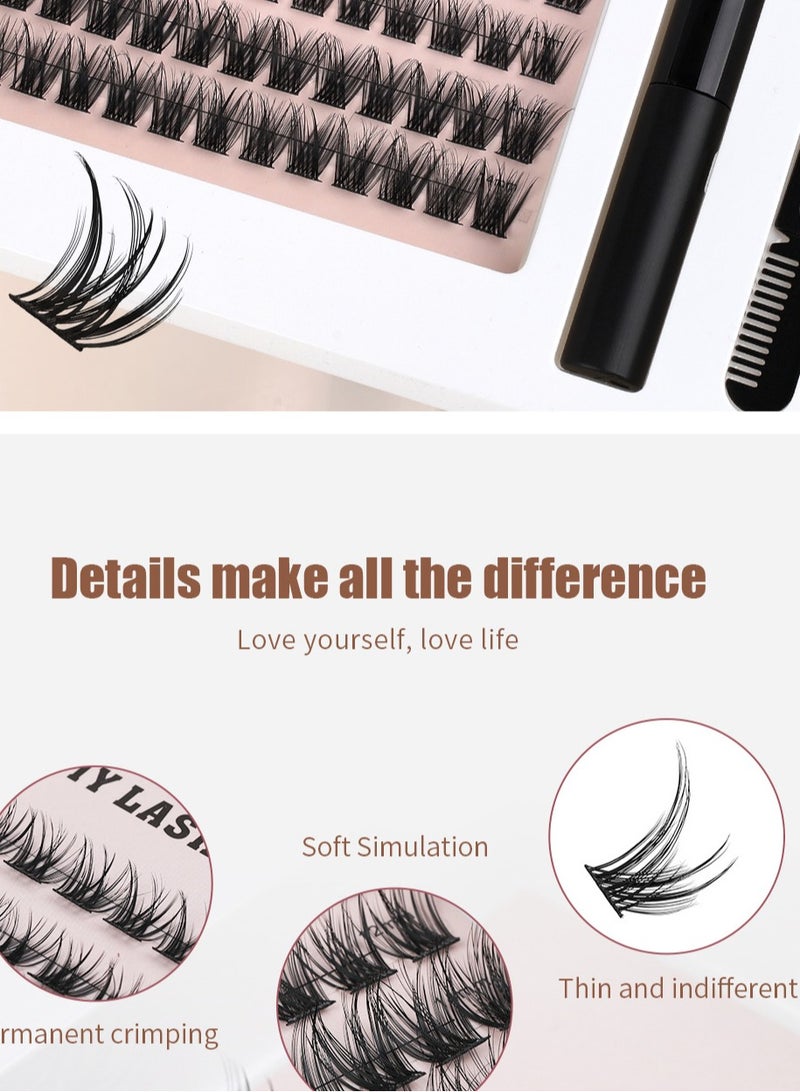 رموش يدوية مقسمة بأسلوب أوروبي بطول 10 مم، 12 مم، و14 مم، تشمل غراء للرموش، أدوات وملاقط - Image 3