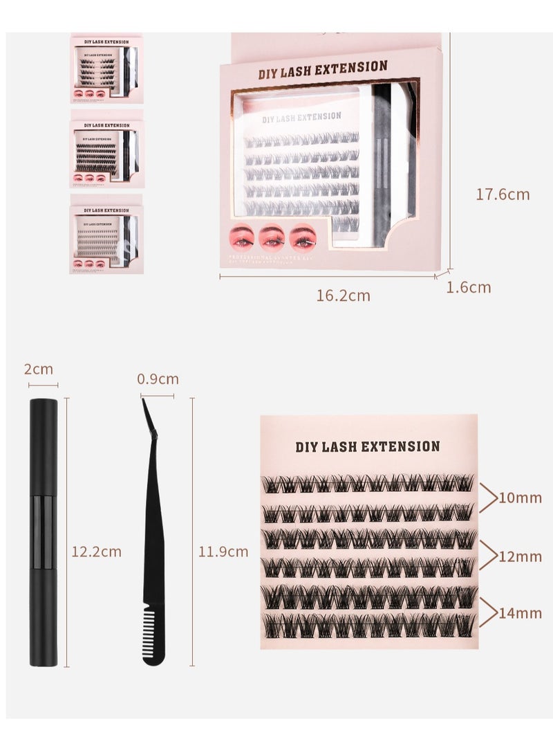 رموش يدوية مقسمة بأسلوب أوروبي بطول 10 مم، 12 مم، و14 مم، تشمل غراء للرموش، أدوات وملاقط - Image 5