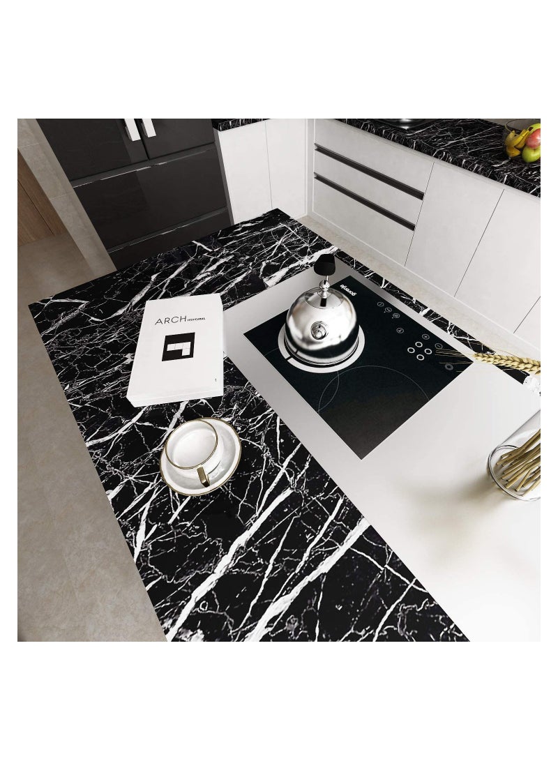 كابتن تيك ورق حائط خلفي لاصق مقاوم للماء بنمط رخامي، ملصق للأثاث، لفة بلاستيكية، قشر والصق، ورق جدران لامع بتأثير لامع، ورق اتصال من الفينيل، ديكور حائط المطبخ من 40 سم إلى 500 سم - Image 2