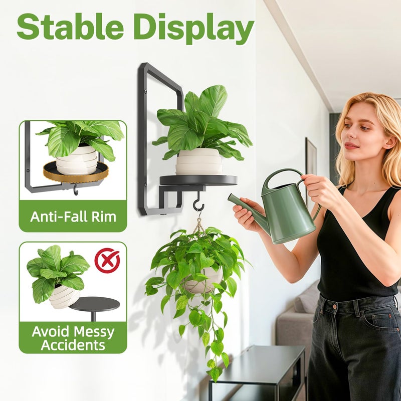 iDavosic.ly Wall Plant Picture Frame Holder Set of 2 for Indoor, Metal Stand with Hanging Hooks, Floating Flower Display Decor, Space Saving & Easy to Assemble (Pots/Chains/Plants Not Included) - Image 3