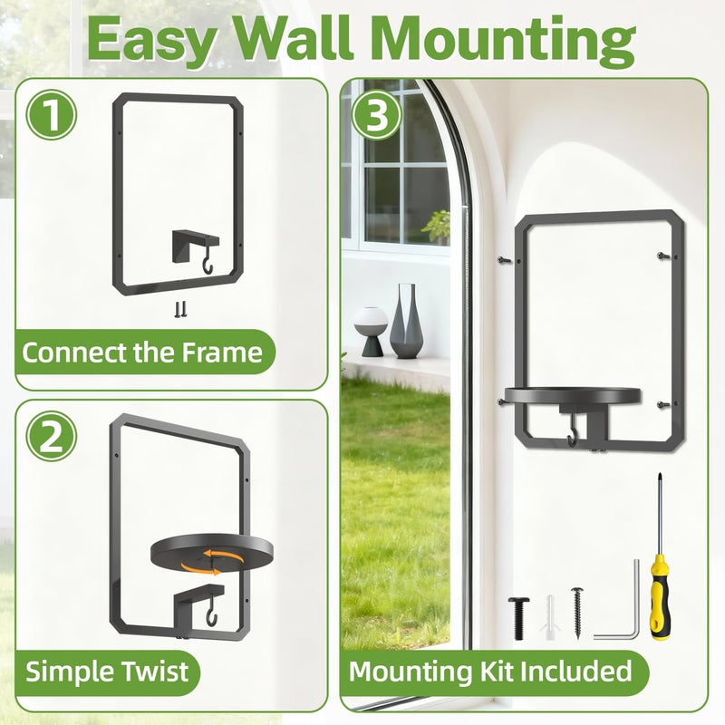 iDavosic.ly Wall Plant Picture Frame Holder Set of 2 for Indoor, Metal Stand with Hanging Hooks, Floating Flower Display Decor, Space Saving & Easy to Assemble (Pots/Chains/Plants Not Included) - Image 5