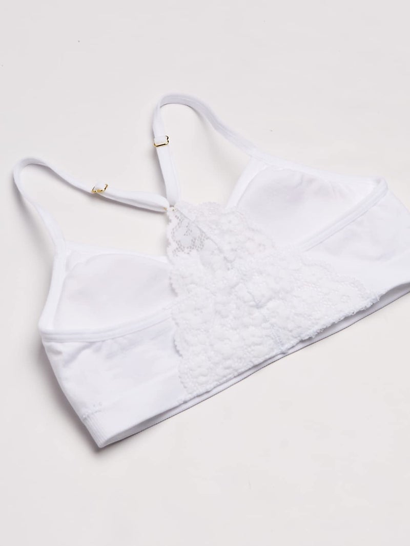 MaidenformGirlsSeamless Ruched Crop With Lace BandWhiteLarge - Image 3