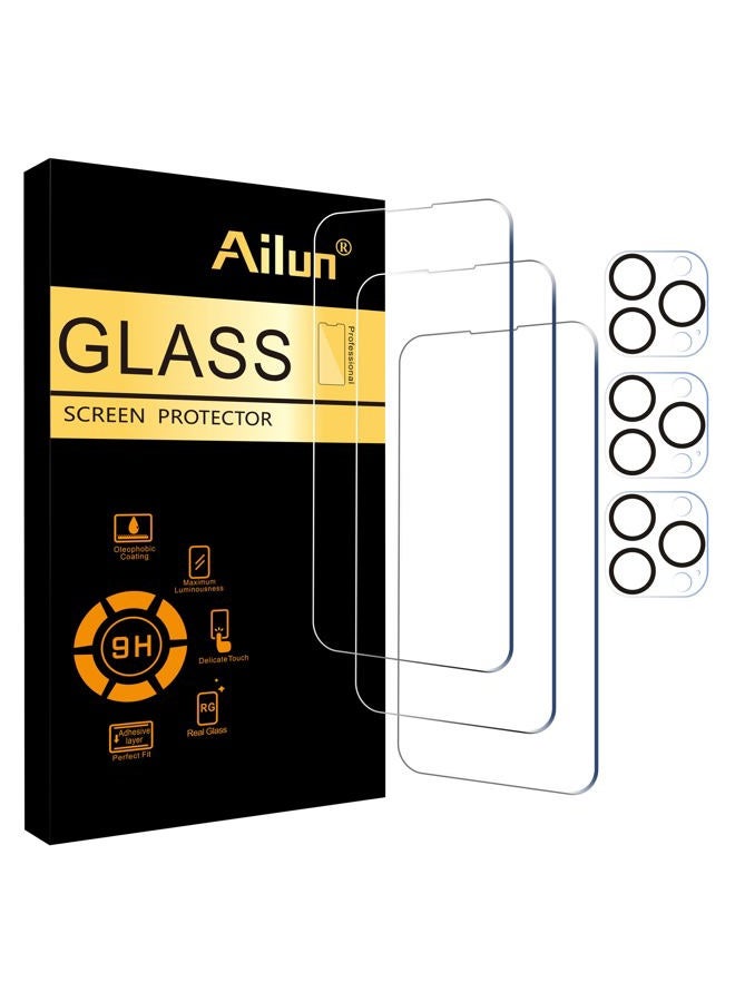 Ailun 3 Pack Screen Protector for iPhone 14 Pro[6.1 inch] + 3 Pack Camera Lens Protector,Sensor Protection,Dynamic Island Compatible,Case Friendly Tempered Glass Film,[9H Hardness] - HD - Image 1