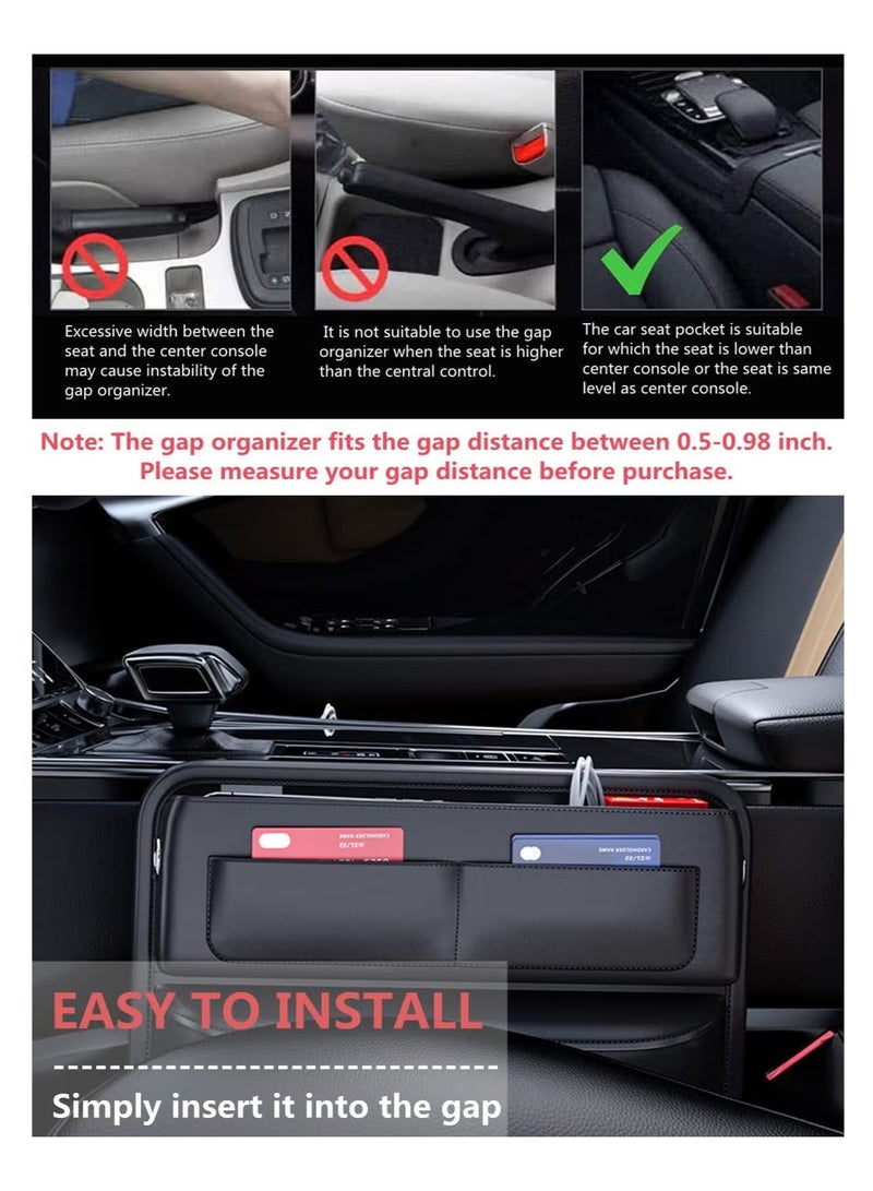 YelaJoy Car Front Seat Gap Filler Organizer - Console Side Storage Box for Phones, Keys & Small Items (Black) - Image 4