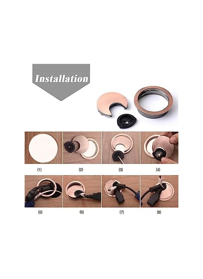 The White Shop WHITE SHOP 4 PCS Desk Grommet Kit, 50mm Metal Cable Grommet Cap Table Grommets Desk Surface Wire Cord Round Hole Cover for Home & Office Computer Desktop  - Image 5