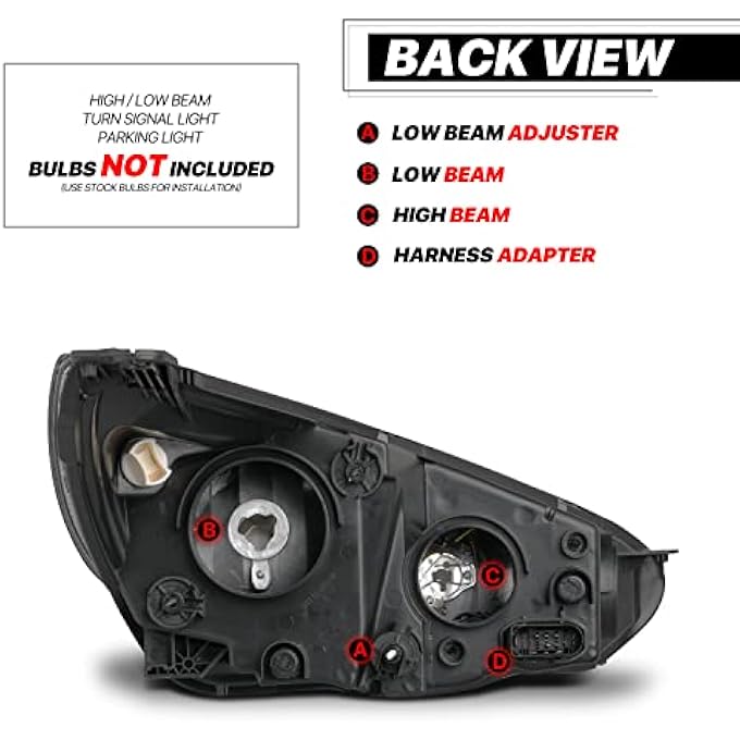 M-AUTO Headlights Assembly Compatible With 2015 2016 2017 Ford Focus Halogen Model Black Housing Clear Lens Clear Corner Headlamps Pair For Driver And Passenger Side - Image 4