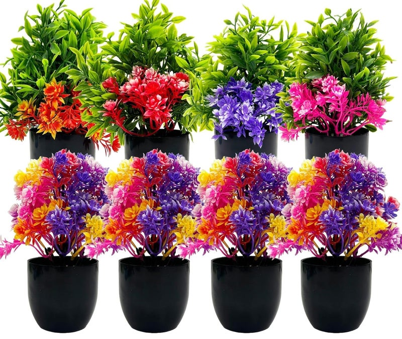 Dekorly Artificial Potted Plants, Artificial Plastic Eucalyptus Plants Small Indoor Potted Houseplants, Small Faux Plants for Home Decor Bathroom Office Farmhouse (Black-Roundpot) - Image 1