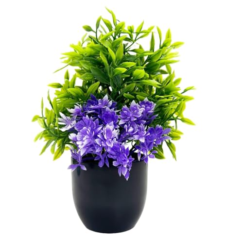 Dekorly Artificial Potted Plants, Artificial Plastic Eucalyptus Plants Small Indoor Potted Houseplants, Small Faux Plants for Home Decor Bathroom Office Farmhouse (Black-Roundpot) - Image 4