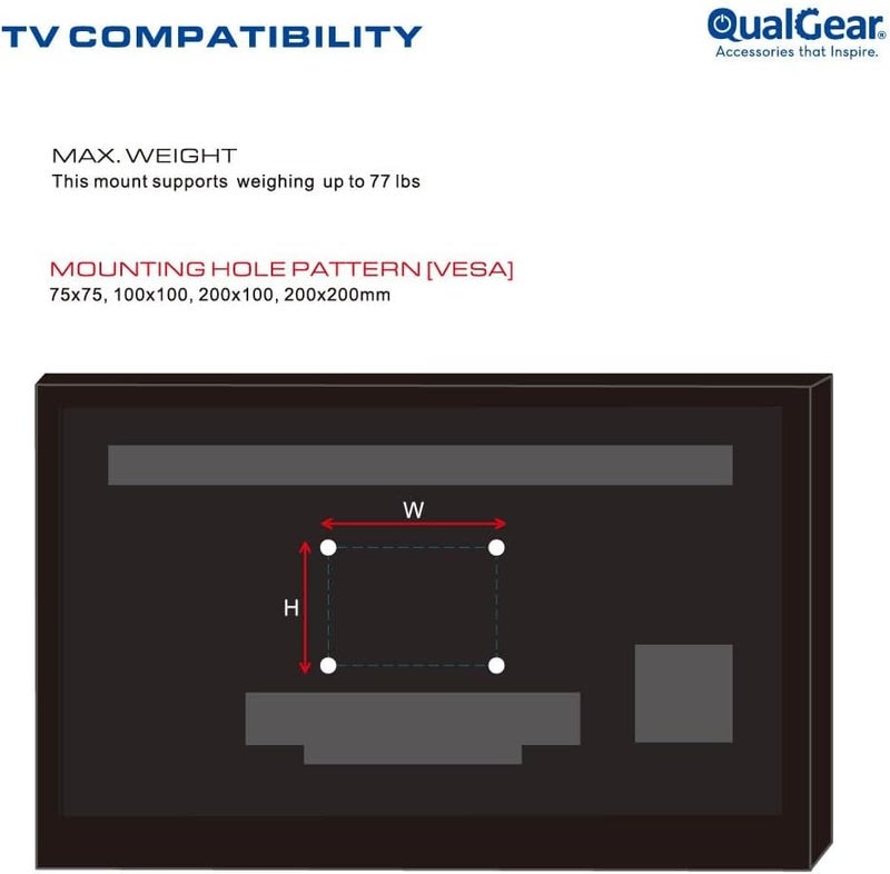 QualGear Qg-TM-005-WHT 23-42 بوصة جودة عالية نمط معاصر منخفض جدًا حامل حائط متحرك كامل لأجهزة تلفزيون LED، أبيض [مدرج في UL] - Image 5