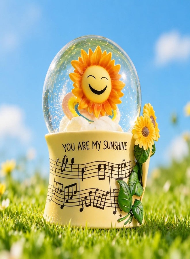 Mr.Winder You are My Sunshine Snow Globe Music Box with Colorful Lights, Sunflower Musical Snowglobe, Wind Up Resin Flower Music Box Gifts for Mom Wife Girlfriend Grandma Women Birthday Anniversary - Image 1