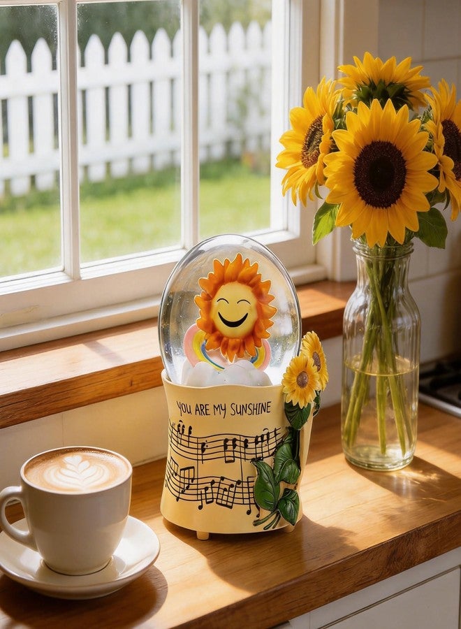 Mr.Winder You are My Sunshine Snow Globe Music Box with Colorful Lights, Sunflower Musical Snowglobe, Wind Up Resin Flower Music Box Gifts for Mom Wife Girlfriend Grandma Women Birthday Anniversary - Image 4