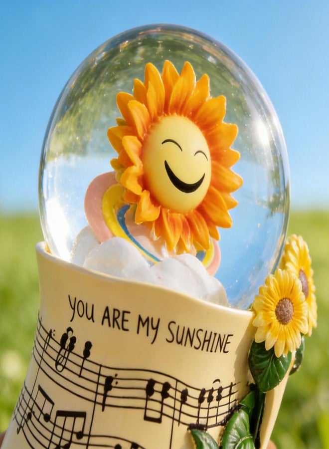 Mr.Winder You are My Sunshine Snow Globe Music Box with Colorful Lights, Sunflower Musical Snowglobe, Wind Up Resin Flower Music Box Gifts for Mom Wife Girlfriend Grandma Women Birthday Anniversary - Image 3