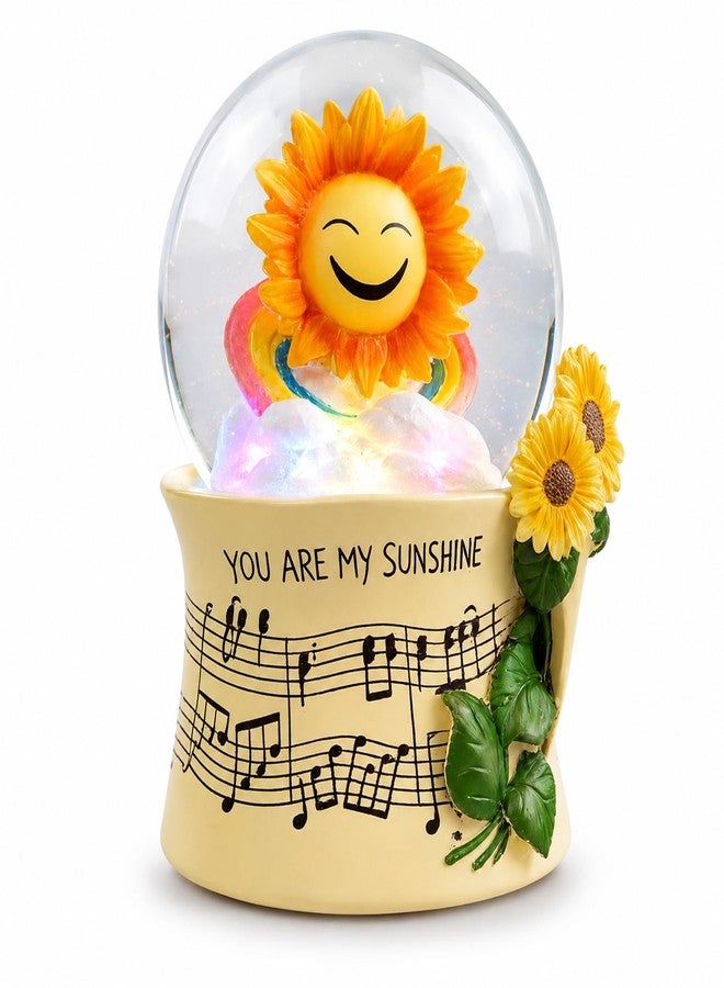 Mr.Winder You are My Sunshine Snow Globe Music Box with Colorful Lights, Sunflower Musical Snowglobe, Wind Up Resin Flower Music Box Gifts for Mom Wife Girlfriend Grandma Women Birthday Anniversary - Image 5