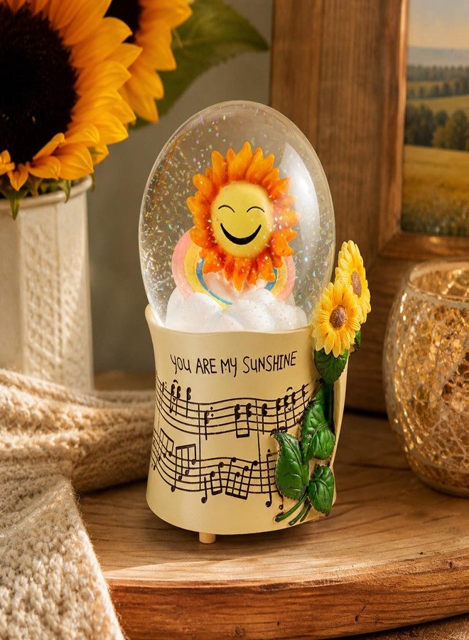 Mr.Winder You are My Sunshine Snow Globe Music Box with Colorful Lights, Sunflower Musical Snowglobe, Wind Up Resin Flower Music Box Gifts for Mom Wife Girlfriend Grandma Women Birthday Anniversary - Image 2