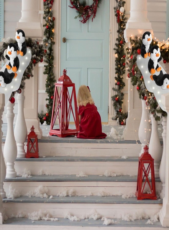 Liliful 3 Set Christmas Penguin Stairway Holiday Decoration, Xmas Sliding Penguin Snow Surfing with Fake Snow Carpet and LED String Light for Winter Christmas Stairs Decoration Supplies - Image 4