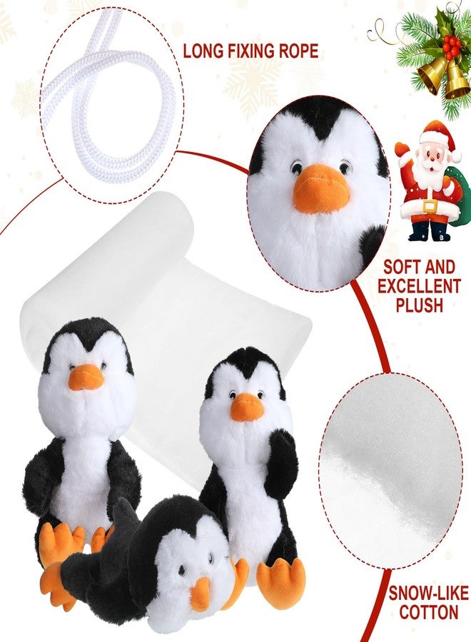 Liliful 3 Set Christmas Penguin Stairway Holiday Decoration, Xmas Sliding Penguin Snow Surfing with Fake Snow Carpet and LED String Light for Winter Christmas Stairs Decoration Supplies - Image 3