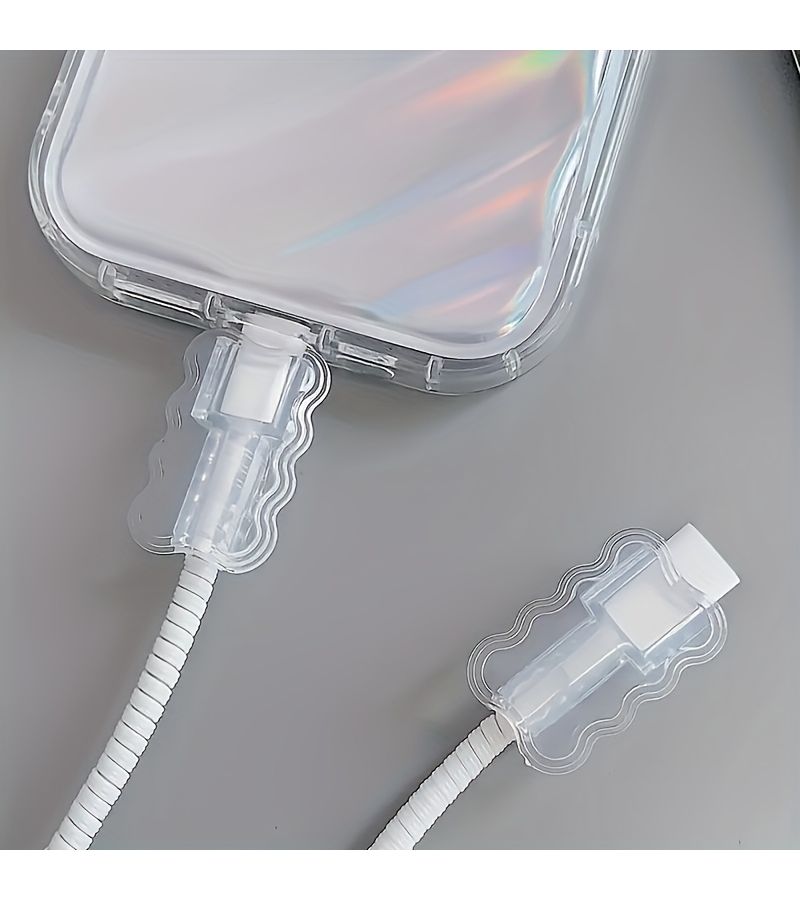 6 Pcs Wave Cable Protector Set TPU Flexible Cover USB C Lightning - Image 1