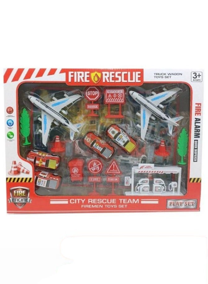 Fire Rescue Diecast Metal Toy Set Fire Rescue Team