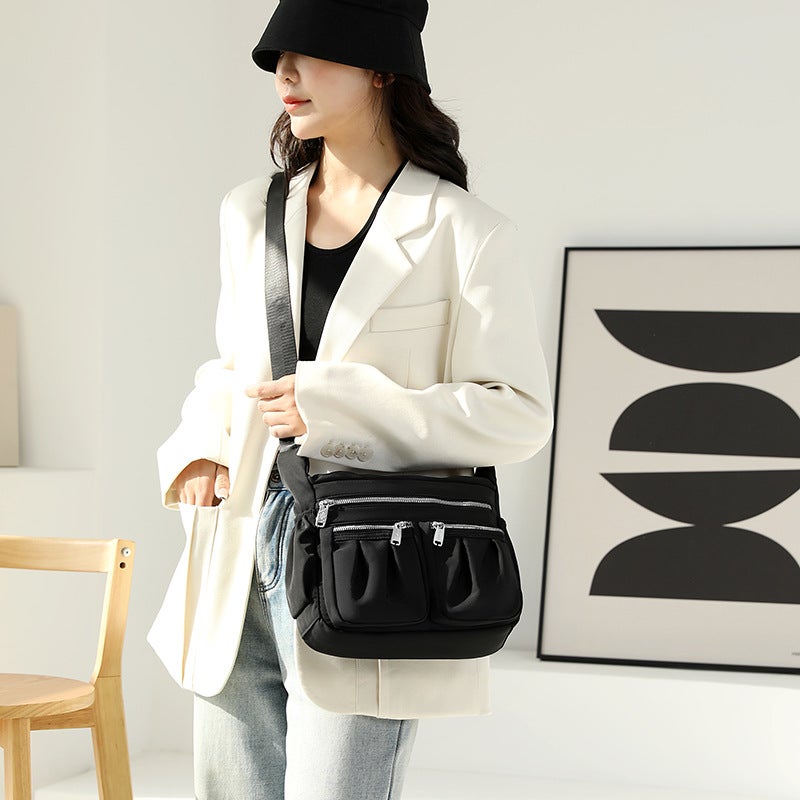 Bag Women'S 2023 New Style Fashionable Large Capacity Multi-Layer Shoulder Bag Nylon Simple Casual Lightweight Crossbody Bag Trendy - Image 4