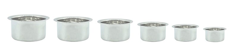 eKitchen eKitchen Set of 6 Pcs Stainless Steel Milk Pot Cook and Serve Bowl Tope Set Sizes 115cm 135cm 145cm 16cm 175cm 19cm  - Image 1