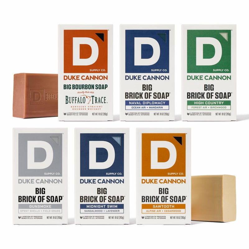 Duke Cannon Supply Co. Big Brick of Soap Bar for Men, Variety Pack (Bourbon, Sawtooth, Midnight Swim, Naval Diplomacy, High Country & Gun Smoke) - All Skin Types, 10 oz. (6 Pack) - Image 1