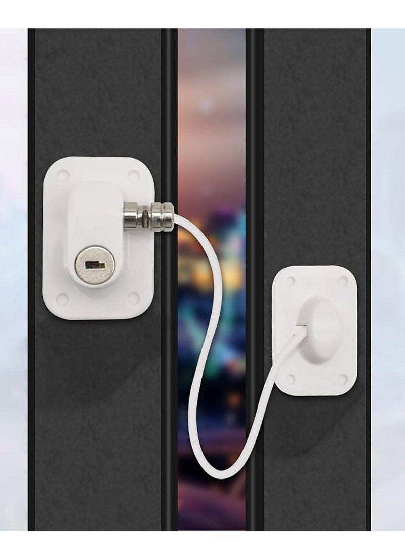 Relex Window Safety Locks, Self Adhesive Baby Window Restrictors for UPVC, No Drilling Window Locks, Child Safety Cable Lock with Key, Pet Window Restrictor, Kids Refrigerator Lock for Childproof - Image 1