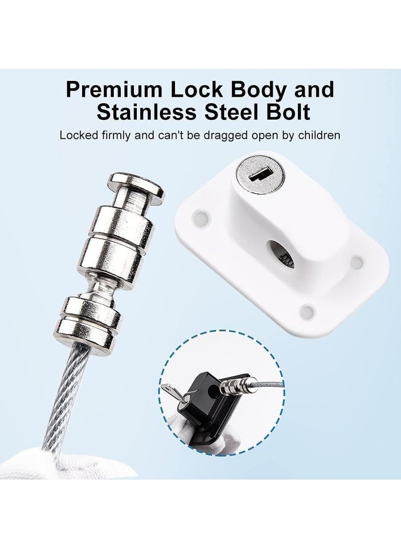 Relex Window Safety Locks, Self Adhesive Baby Window Restrictors for UPVC, No Drilling Window Locks, Child Safety Cable Lock with Key, Pet Window Restrictor, Kids Refrigerator Lock for Childproof - Image 3