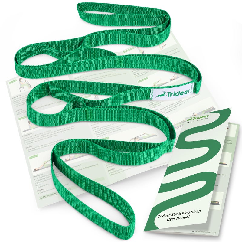 Trideer Trideer Stretching Strap Yoga Strap for Physical Therapy, 10 Loops Yoga Straps for Stretching, Non-Elastic Stretch Strap for Pilates, Exercise, Stretch Band for Women & Men with Exercise Book  - Image 1