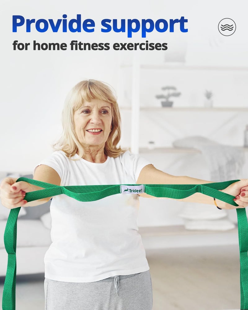 Trideer Trideer Stretching Strap Yoga Strap for Physical Therapy, 10 Loops Yoga Straps for Stretching, Non-Elastic Stretch Strap for Pilates, Exercise, Stretch Band for Women & Men with Exercise Book  - Image 5
