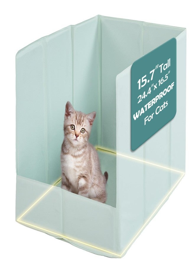 MEEXPAWS Cat Litter Box Enclosure Splash Guard Foldable 24.4 x 16.5 x 15.7 inch, Cat Litter Pee Shield Fully Waterproof Seamless, No Assembly Required, Portable, Wall Protector - Image 1