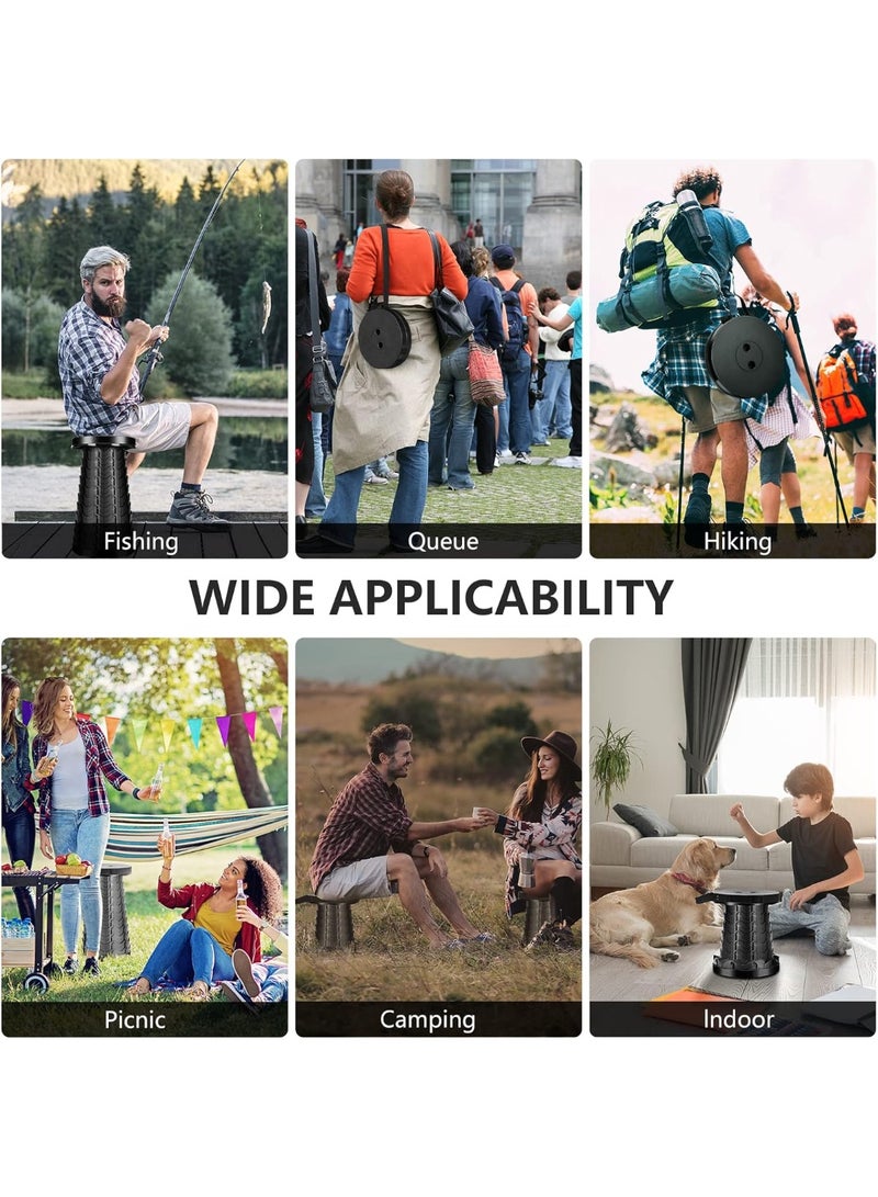 YIM-VIBEHAUS Upgraded Folding Stool Lightweight Yet More Sturdy with Load Capacity 400lbs Portable Collapsible Stool for Camping Fishing Hiking BBQ (Black) - Image 5