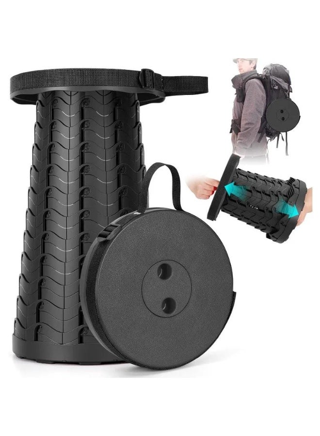 YIM-VIBEHAUS Upgraded Folding Stool Lightweight Yet More Sturdy with Load Capacity 400lbs Portable Collapsible Stool for Camping Fishing Hiking BBQ (Black) - Image 1