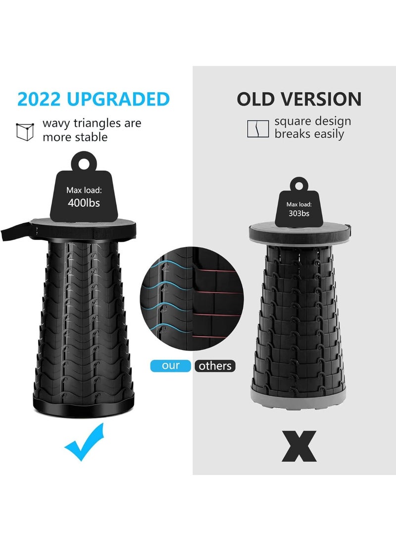 YIM-VIBEHAUS Upgraded Folding Stool Lightweight Yet More Sturdy with Load Capacity 400lbs Portable Collapsible Stool for Camping Fishing Hiking BBQ (Black) - Image 4