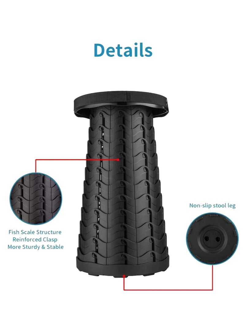 YIM-VIBEHAUS Upgraded Folding Stool Lightweight Yet More Sturdy with Load Capacity 400lbs Portable Collapsible Stool for Camping Fishing Hiking BBQ (Black) - Image 2